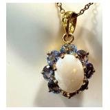 Stauer Sterling Silver Necklace with Opal and Tanzanite Pendant Stauer Sterling Silver Necklace with Opal and Tanzanite Pendant