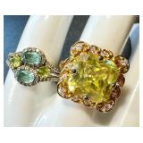 Sterling Green Zirconium Ring Size 9 and Fashion Ring Size 9.5 Sterling Green Zirconium Ring Size 9 and Fashion Ring Size 9.5