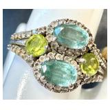 Sterling Green Zirconium Ring Size 9 and Fashion Ring Size 9.5 Sterling Green Zirconium Ring Size 9 and Fashion Ring Size 9.5