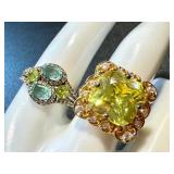 Sterling Green Zirconium Ring Size 9 and Fashion Ring Size 9.5 Sterling Green Zirconium Ring Size 9 and Fashion Ring Size 9.5