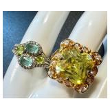 Sterling Green Zirconium Ring Size 9 and Fashion Ring Size 9.5 Sterling Green Zirconium Ring Size 9 and Fashion Ring Size 9.5