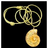 Ammonite Fossil Pendant with Cord Necklace Ammonite Fossil Pendant with Cord Necklace