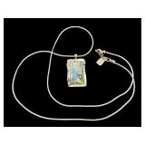 Sterling Silver Necklace with Roman Glass Pendant, 17.5" Chain Sterling Silver Necklace with Roman Glass Pendant, 17.5" Chain