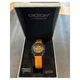 Croton Chronograph Watch with Yellow Leather Strap Croton Chronograph Watch with Yellow Leather Strap