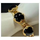 Matching Gold-Tone Bracelet and Earrings Set with Black Accents Matching Gold-Tone Bracelet and Earrings Set with Black Accents
