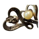 Sterling Silver Earrings with Marcasite and Faux Pearls Sterling Silver Earrings with Marcasite and Faux Pearls