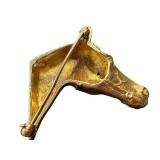 14k Gold Horse Head Brooch with Ruby Detail 14k Gold Horse Head Brooch with Ruby Detail
