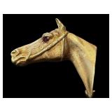 14k Gold Horse Head Brooch with Ruby Detail 14k Gold Horse Head Brooch with Ruby Detail