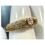 18k Gold Diamond Ring, Size 8, 7.5 Grams 18k Gold Diamond Ring, Size 8, 7.5 Grams