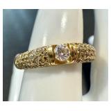 18k Gold Diamond Ring, Size 8, 7.5 Grams 18k Gold Diamond Ring, Size 8, 7.5 Grams