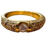 18k Gold Diamond Ring, Size 8, 7.5 Grams 18k Gold Diamond Ring, Size 8, 7.5 Grams