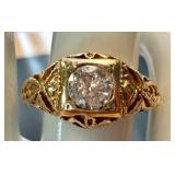 14k Gold Ring with Diamond, Size 6.5 14k Gold Ring with Diamond, Size 6.5