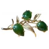 Vintage 14k Gold Brooch with New Zealand Jade Vintage 14k Gold Brooch with New Zealand Jade