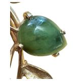Vintage 14k Gold Brooch with New Zealand Jade Vintage 14k Gold Brooch with New Zealand Jade