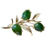 Vintage 14k Gold Brooch with New Zealand Jade Vintage 14k Gold Brooch with New Zealand Jade