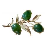Vintage 14k Gold Brooch with New Zealand Jade Vintage 14k Gold Brooch with New Zealand Jade