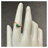 18k Gold Ring with Oval Emerald, Size 7.25 18k Gold Ring with Oval Emerald, Size 7.25