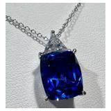 Vanna K Sterling Silver Necklace with Blue and Clear Gemstones Vanna K Sterling Silver Necklace with Blue and Clear Gemstones