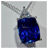 Vanna K Sterling Silver Necklace with Blue and Clear Gemstones Vanna K Sterling Silver Necklace with Blue and Clear Gemstones