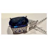 Vanna K Sterling Silver Necklace with Blue and Clear Gemstones Vanna K Sterling Silver Necklace with Blue and Clear Gemstones