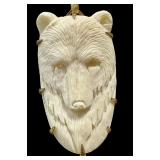 Sterling Silver Necklace with Carved Bear Figurine and Malachite Pendant Sterling Silver Necklace with Carved Bear Figurine and Malachite Pendant