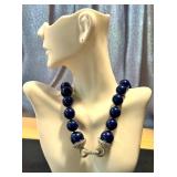 Kenneth Jay Lane Royal Blue Beaded Necklace with Crystal Accents Kenneth Jay Lane Royal Blue Beaded Necklace with Crystal Accents