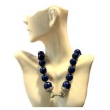 Kenneth Jay Lane Royal Blue Beaded Necklace with Crystal Accents Kenneth Jay Lane Royal Blue Beaded Necklace with Crystal Accents