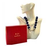 Kenneth Jay Lane Royal Blue Beaded Necklace with Crystal Accents Kenneth Jay Lane Royal Blue Beaded Necklace with Crystal Accents