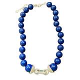 Kenneth Jay Lane Royal Blue Beaded Necklace with Crystal Accents Kenneth Jay Lane Royal Blue Beaded Necklace with Crystal Accents