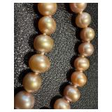 18" Long Pink Pearl Necklace with 14k Gold Clasp 18" Long Pink Pearl Necklace with 14k Gold Clasp