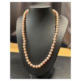 18" Long Pink Pearl Necklace with 14k Gold Clasp 18" Long Pink Pearl Necklace with 14k Gold Clasp