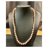 18" Long Pink Pearl Necklace with 14k Gold Clasp 18" Long Pink Pearl Necklace with 14k Gold Clasp
