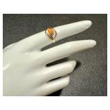 14k Gold Ring with Coral Stone, Size 7 14k Gold Ring with Coral Stone, Size 7