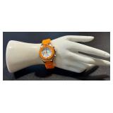 Michele Tahitian Chronograph Watch with Orange Strap Michele Tahitian Chronograph Watch with Orange Strap