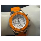 Michele Tahitian Chronograph Watch with Orange Strap Michele Tahitian Chronograph Watch with Orange Strap