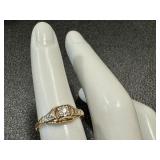 Vintage 14k Gold Engagement Ring with Diamond Accents, Size 5 Vintage 14k Gold Engagement Ring with Diamond Accents, Size 5