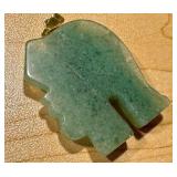 Green Chalcedony Elephant Pendant with Gold Accents Green Chalcedony Elephant Pendant with Gold Accents