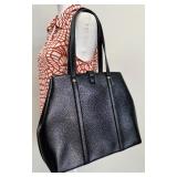 Citi Collective Black Vegan Leather Tote with Gold Accents Citi Collective Black Vegan Leather Tote with Gold Accents