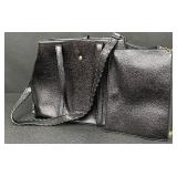 Citi Collective Black Vegan Leather Tote with Gold Accents Citi Collective Black Vegan Leather Tote with Gold Accents