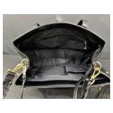 Citi Collective Black Vegan Leather Tote with Gold Accents Citi Collective Black Vegan Leather Tote with Gold Accents