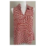 Cabi Sleeveless Rust and White Abstract Pattern Blouse Cabi Sleeveless Rust and White Abstract Pattern Blouse