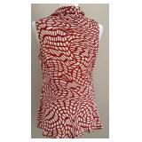 Cabi Sleeveless Rust and White Abstract Pattern Blouse Cabi Sleeveless Rust and White Abstract Pattern Blouse