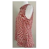 Cabi Sleeveless Rust and White Abstract Pattern Blouse Cabi Sleeveless Rust and White Abstract Pattern Blouse