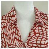 Cabi Sleeveless Rust and White Abstract Pattern Blouse Cabi Sleeveless Rust and White Abstract Pattern Blouse