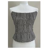 Carlisle Black and White Geometric Striped Strapless Top - Size 6 Carlisle Black and White Geometric Striped Strapless Top - Size 6
