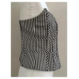 Carlisle Black and White Geometric Striped Strapless Top - Size 6 Carlisle Black and White Geometric Striped Strapless Top - Size 6