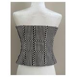 Carlisle Black and White Geometric Striped Strapless Top - Size 6 Carlisle Black and White Geometric Striped Strapless Top - Size 6