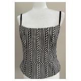 Carlisle Black and White Geometric Striped Strapless Top - Size 6 Carlisle Black and White Geometric Striped Strapless Top - Size 6