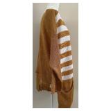 Funky M Square 100% Linen Button Cardigan with Stripes - One Size Fits Most Funky M Square 100% Linen Button Cardigan with Stripes - One Size Fits Most