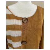 Funky M Square 100% Linen Button Cardigan with Stripes - One Size Fits Most Funky M Square 100% Linen Button Cardigan with Stripes - One Size Fits Most